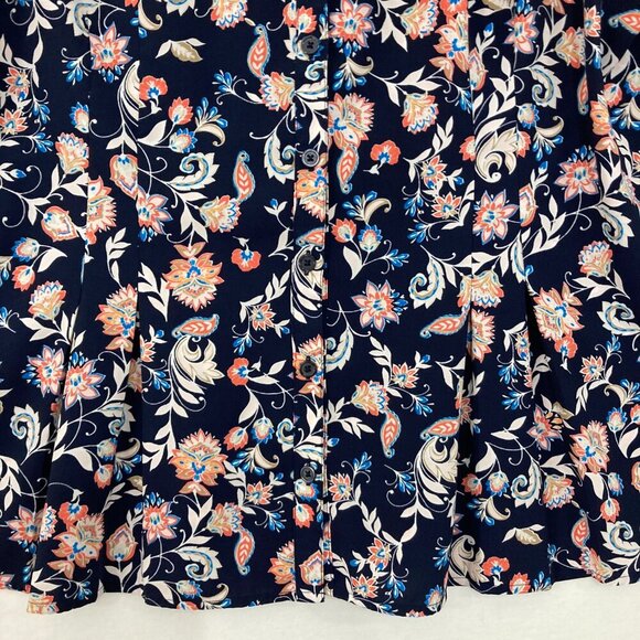 Dana Buchman size XXL Navy Multi Color Floral Short Sleeve Button Down Comfy - Picture 5 of 10